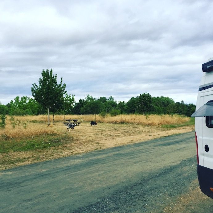 Frankreich Rastplatz französische Autobahn Autoroute Roadtrip hund camping