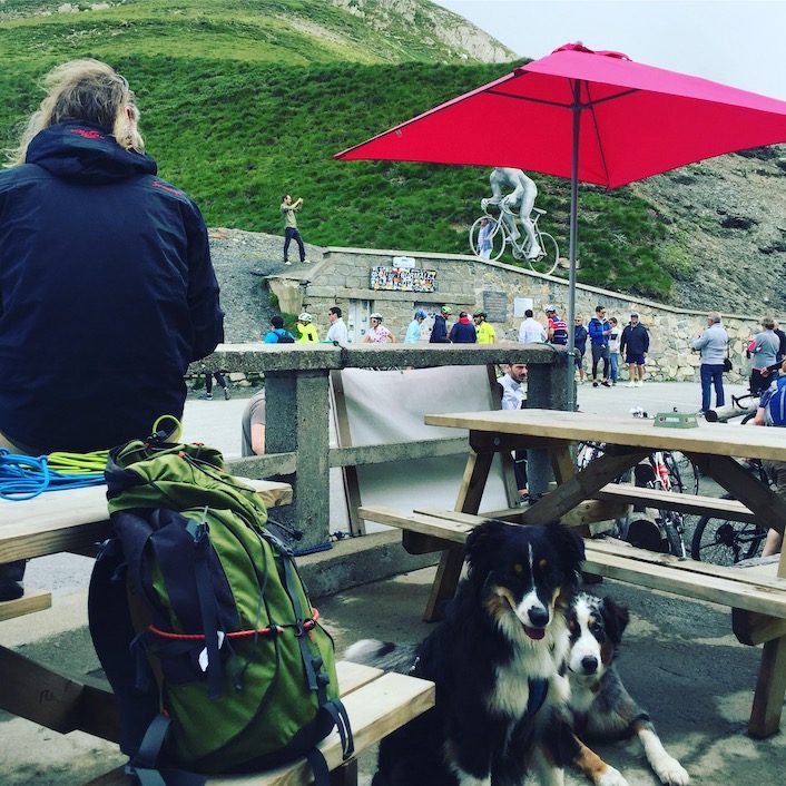 Frankreich Frankreich Hund camping wandern col du Tourmalet