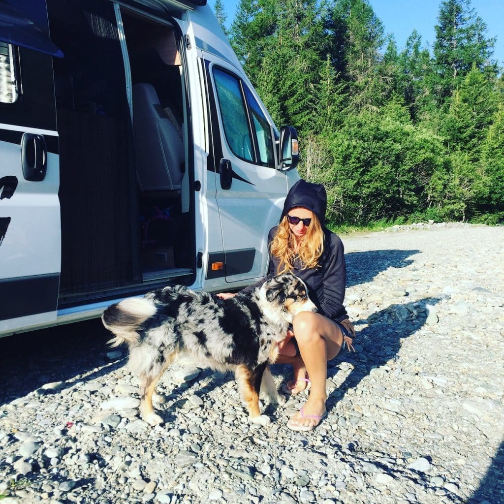 Camping mit Hund Camping mit Hund Kastenwagen Wohnmobilreisen Australian Shepherd