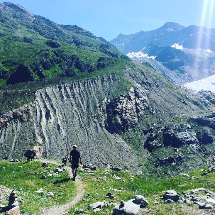 Kaunertal Gepatschferner Gletscher wandern Hund camping Wanderung