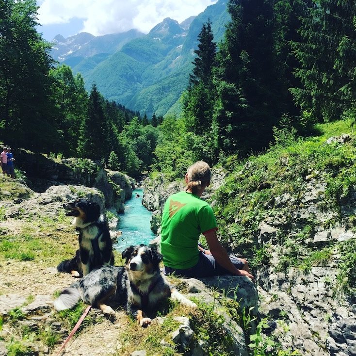 Soca Tal Wandern mit Hund Camping Soska Pot Slowenien Triglav Nationalpark